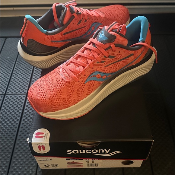 NEW Saucony Echelon 9 Running Shoes Sneakers W SZ8.5 Coral/Ocean - Picture 5 of 9